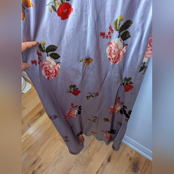 BEECHERS BROOK Size 4 Vintage Satin Effect Maxi Dress Lilac, Floral, Butterfly - Picture 9 of 11